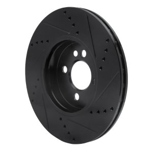 Mini Cooper Brake Rotor (1) - Front Left - R1 Concepts - Drilled & Slotted - Black - `07-`15